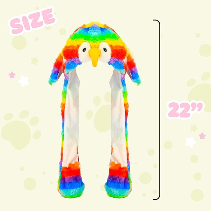 Bubblepompom Animal Hat with Ears Moving Jumping Pop Up Beating Hat Plush Holiday Cosplay Dress Up Funny Gift for Kids
