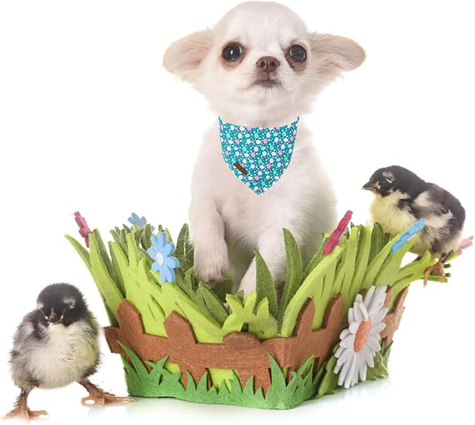 Lionet Paws Easter Dog Bandana for Medium Large Dogs,Green Dog Kerchief Eggs Dogs Triangle Bibs Scarf for Girl or Boy