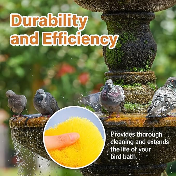 2 Pcs Bird Bath Brush Cleaner Safe for Birds Hard Bristle, Outdoor Fountain Cleaning Brush Accessories