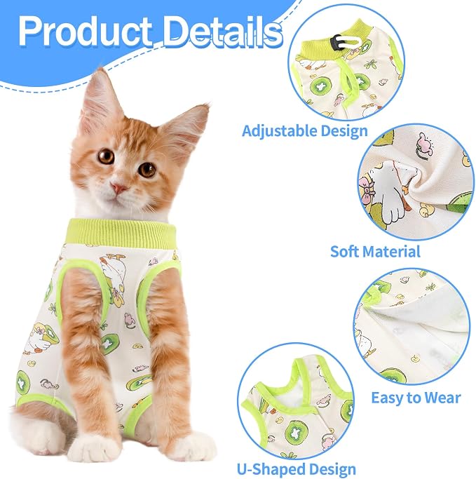Cat Recovery Suit Female, Breathable Cat Onesie After Surgery Female for Abdominal Wounds or Skin Diseases, Surgery Recovery Suit Kitten Onesie After Spay Wear Anti Licking
