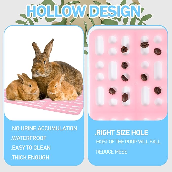 Lemecima 15 Pieces Plastic Rabbit Cage Mat Durable Rabbit Feet Pad Small Animal Feet Pad Cage Resting Mat with a Convenient Connectors, Bunny Pads for Easy Cleaning for Bunny Rat Guinea Cats