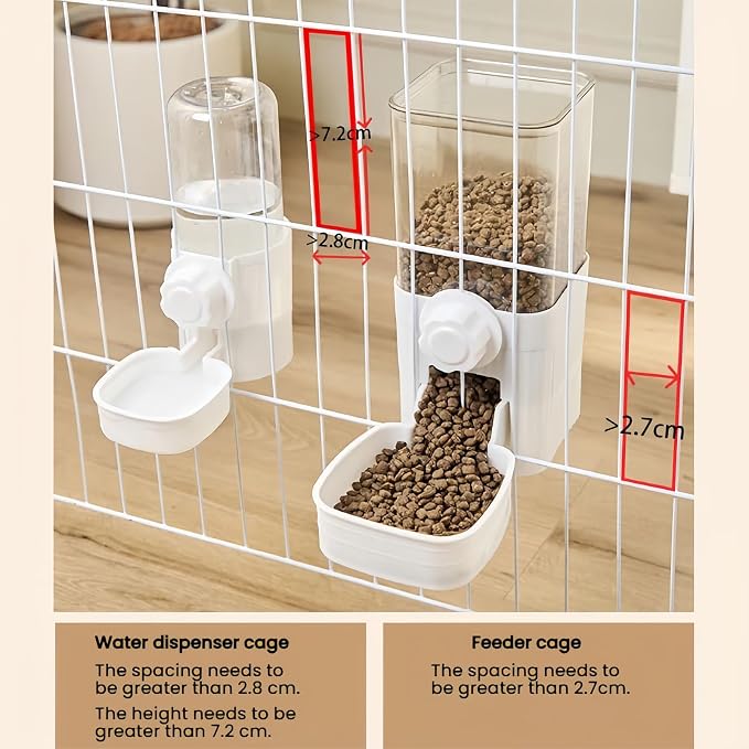 Hanging Automatic Food Water Dispenser,Rabbit Feeder Guinea Pig Water Bottle Food Feeder for Ferret Guinea Pig Rabbit Bunny Cage Accessories (White)