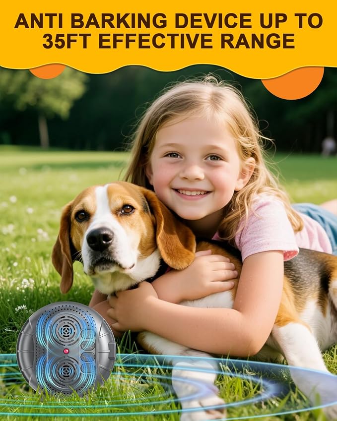 Anti Barking Device for Dogs, Rechargeable Ultrasonic Bark Box with 3 Modes, Dog Bark Deterrent Device Up to 35Ft Range, Dog Barking Silencer for Indoor and Outdoor Use (Brown)