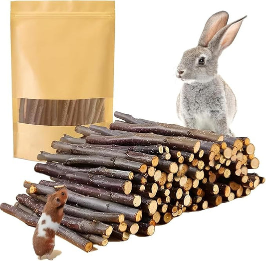 2000g Organic Apple Sticks Small Animals Molar Wood Treats Toys for Chinchillas Guinea Pig Rabbits Hamster Gerbil Parrot Bunny Chew Stick Toys, 70.6 OZ
