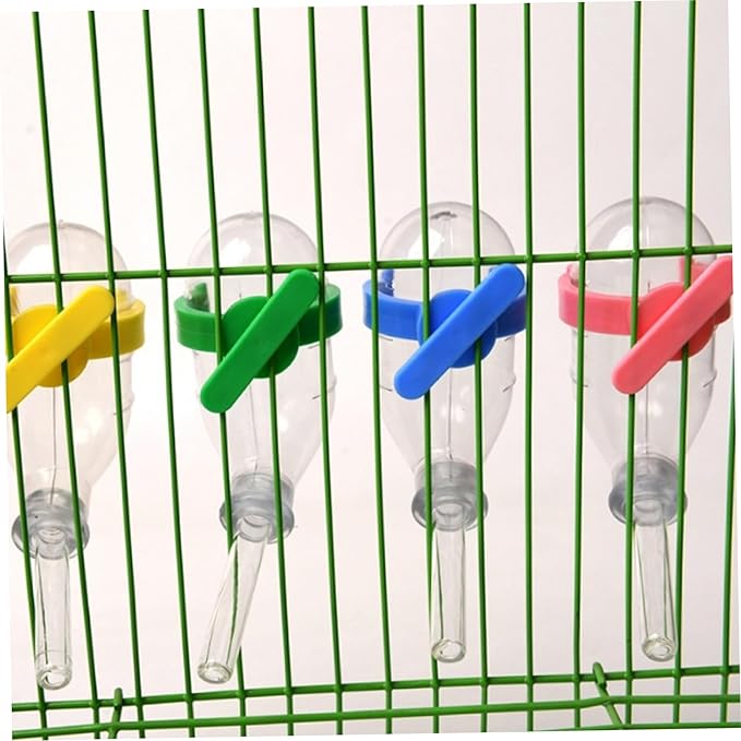4Pcs Hamster Water Bottle for Glass Tank, No-Drip 60ml Rabbit Water Bottle, Auto Feeder Hanging Plastic Guinea Pig with Buckle for Cages, Crates