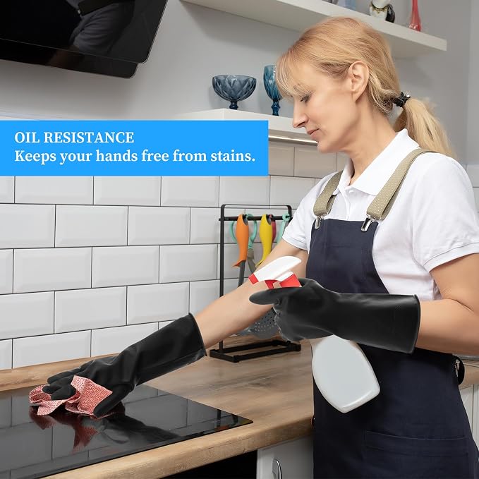 Haiou Chemical Resistant Nitrile Gloves Long Rubber Gloves for Drains, Acid, Oil, and Industrial Use Household Cleaning