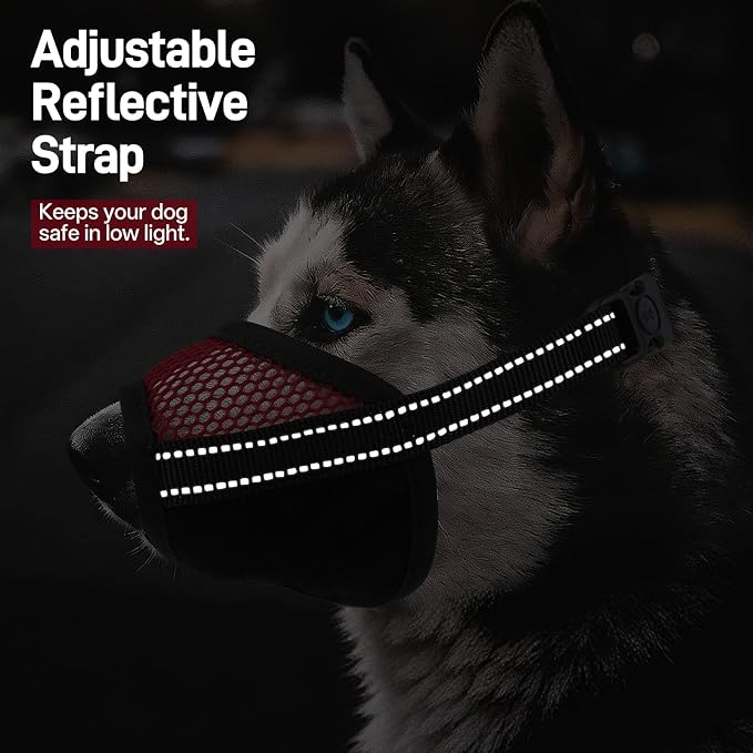 Pezluxe 2-Pack Dog Muzzle, Soft Air Mesh Muzzle Anti Biting Barking Chewing, Secure & Breathable Drinkable Pets Muzzles with Adjustable Strap, for Small Medium Large Dogs (Red-XL)