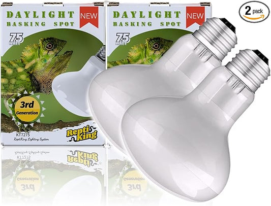 Reptile Heat Bulb Lamp, 2-Pack 75W Daylight Basking Spot, Bearded Dragon/Turtle/Lzard/Gecko Light Bulb, UVA Heat Lamp, Basking Light for Reptiles
