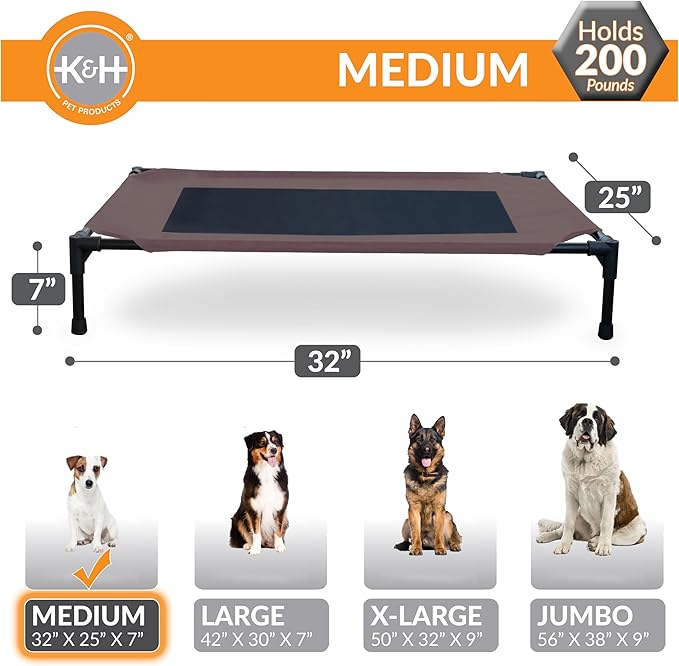 K&H Pet Products Original Elevated Pet Cot Tan with Microfleece Pad