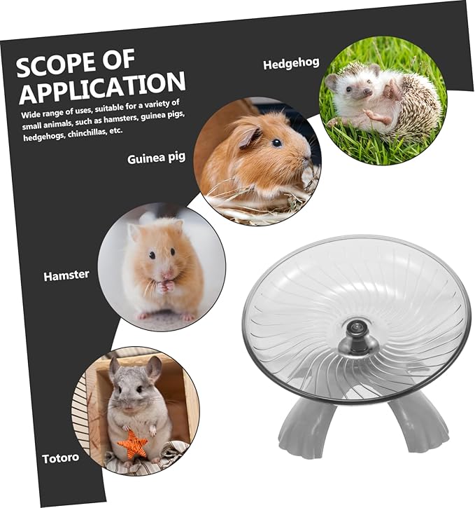 Healifty Mute Hamster Running Wheel with Silent Bearing Plastic Steel Shaft Exercise for Small Pets Like Hamsters Squirrels Hedgehogs Gray with Random Base Color Quiet Stress Random Color