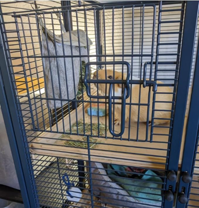 Rabbit Hay Feeder,Hanging Guinea Pig Hay Feeder Storage,Hay Bag for Chinchilla Hamsters Rabbit Guinea Pig Small Animals (3PC, Grey)