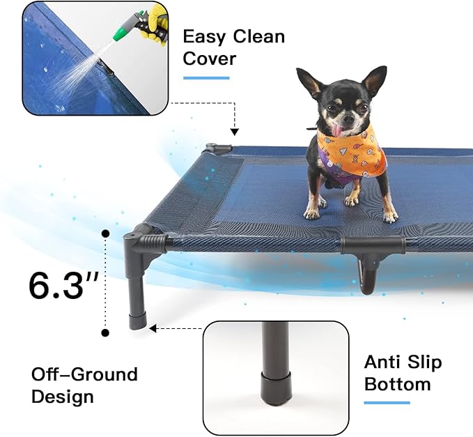 suddus Elevated Dog Bed Waterproof Outdoor, Portable Raised Dog Bed, Dog Beds Off the Floor, Dogs Bed Easy Clean Indoor or Outdoor Use, Medium, Blue