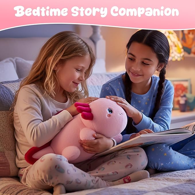 SQEQE Weighted Stuffed Animal Axolotl, Soft Weighted Axolotl Plush Toy, Cute Hugging Pillow Gift for Kids Adults, Home Decoration Valentines Gifts Birthday Present 23.6 Inch, 3.8 Lb