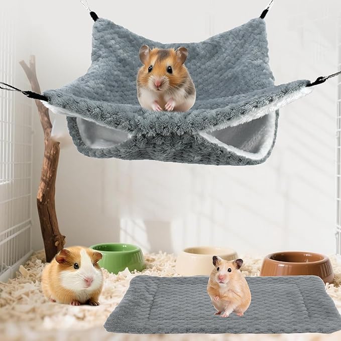 Ferret Hammock - Cave Tunnel Mat Warm Plush Bed, Small Animal Nest | for Sugar Glider Ferret Hamster Sleeping Resting Hiding Playing Climbing Winter