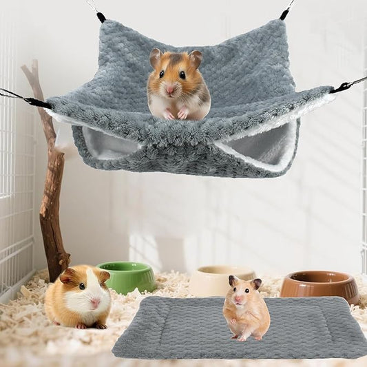 Ferret Hammock - Cave Tunnel Mat Warm Plush Bed, Small Animal Nest | for Sugar Glider Ferret Hamster Sleeping Resting Hiding Playing Climbing Winter