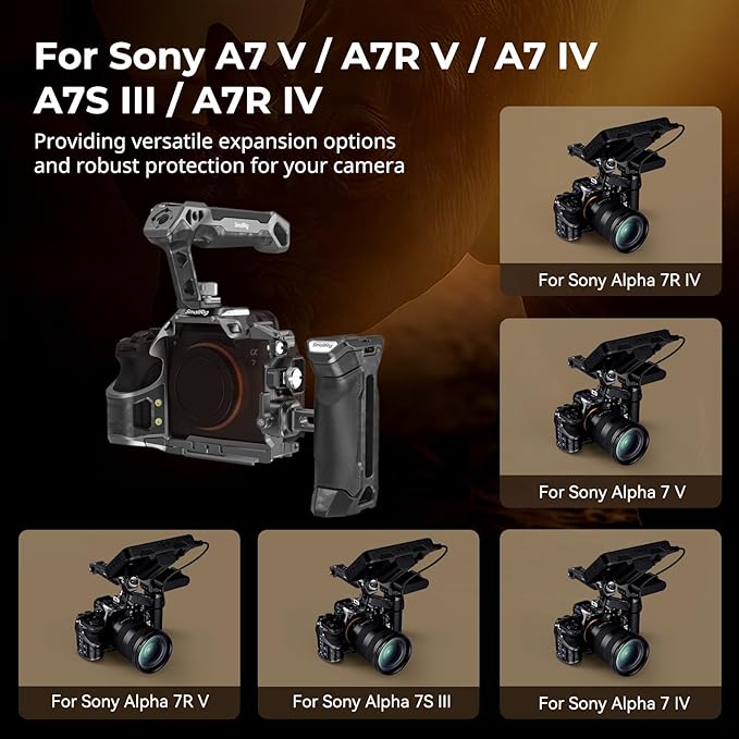 SmallRig A7 V / A7R V / A7 IV Rhinoceros Cage Advanced Kit for Sony Alpha 7 V/Alpha 7R V/Alpha 7 IV/Alpha 7S III/Alpha 7R IV, Includes Top Handle/Side Handle/Cable Clamp for HDMI