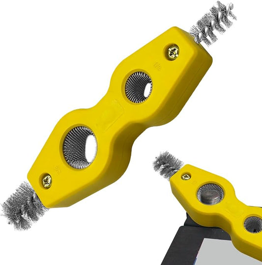4 in 1 Car Battery Cleaning Brush, Battery Terminal Cleaner, Anti-Rust Auto Battery Cleaner Brush Tool with Steel Wire, Vehicle Battery Terminals Machine Parts Cleaning Tool for Cars (Yellow)