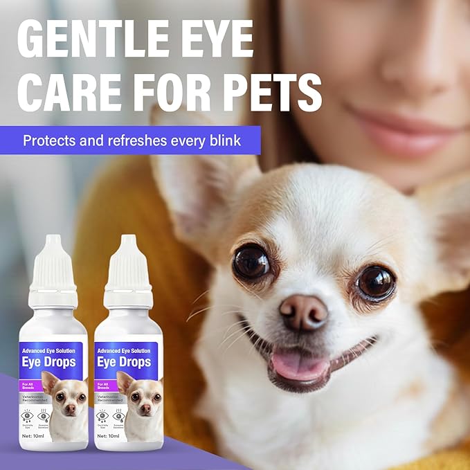Dog Eye Drops, Premium Eye Drops for Dogs to Flush & Soothe, Advanced Dog Eye Wash for Daily Care & Tear Stain Prevention, Effective Dog Eye Infection Treatment, 10ml/2 Bottles