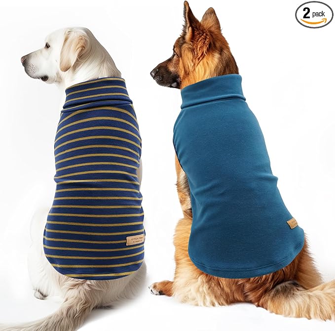KYEESE 2Pack Dog Sweater Soft Dog Sweaters for Medium Dogs Boy Stretchy Large Pet Sweater Turtleneck Dogs Clothes Pullover Pets Sweatshirt Warm Pet Coats
