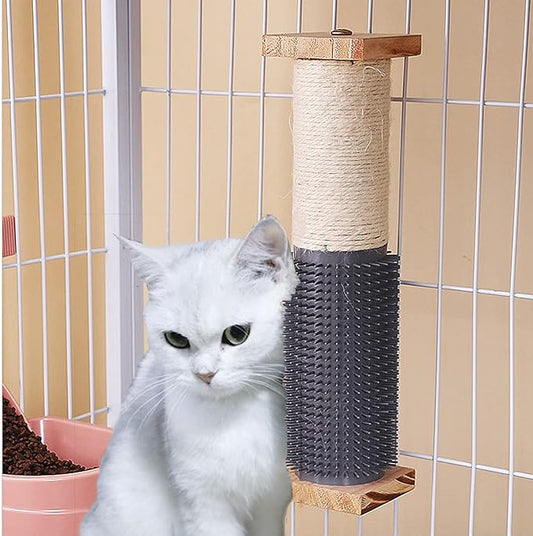 2-Pack 15.7" Cat Scratching Post for Crate Cage, Cage Mounted Scratching Post with Self Groomer and Massager, Scratcher Pole, Cat Kennel Playpen Accessories