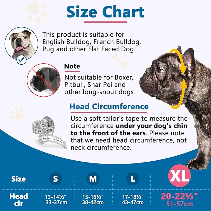 BARKLESS French Bulldog Muzzle, Soft Silicone Short Snout Dog Muzzle for English Bulldog, Brachycephalic Dog Mouth Guard to Prevent Biting, Ideal for Grooming, Allows Panting (Hot Pink, XL)