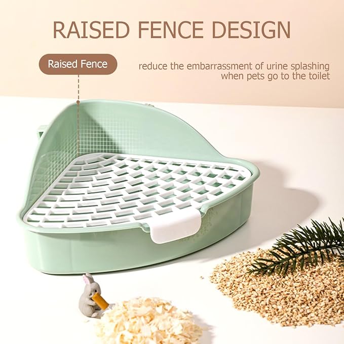 Rabbit Litter Box Bunny Corner Toilet Box Potty Trainer for Hamster Guinea Pig Ferret Rat Chinchialla Cage Pan 3.9” x 7.5” x 7.5”