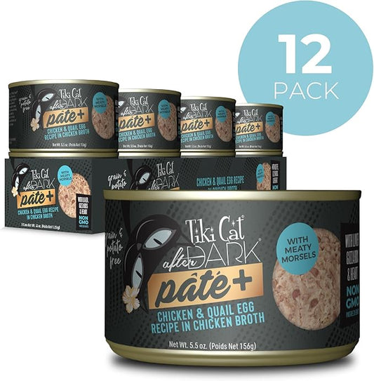 Tiki Cat After Dark Pate+ Chicken & Quail Egg, 5.5 oz. Cans (Pack of 8)