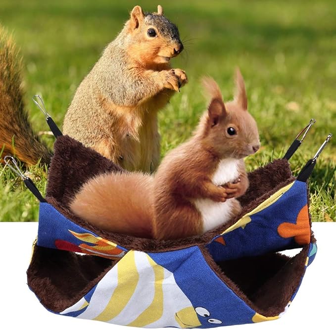 GLOGLOW Pet Hamster Hammock, Soft Velvet Cotton Sleeping for Hamsters and Small Pets, Warm Double Layers Hammock for Guinea Pigs and Ferrets (34 * 34) (*)