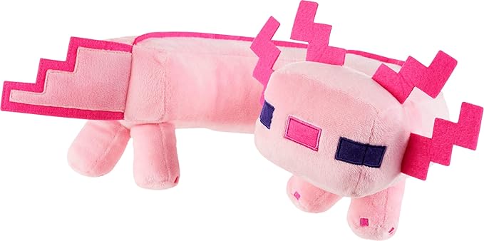 Mattel Minecraft Axolotl Neck Pillow, Plush Toy with Sound Feature, Curved to Stay in Place