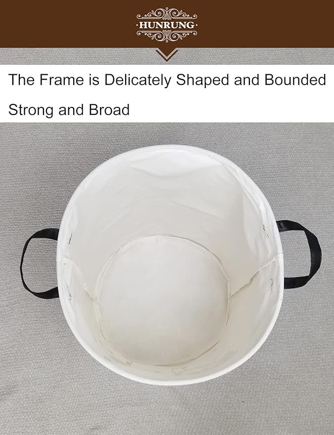 Collapsible Fabric Storage Basket, Waterproof Laundry Hamper with Handles, Round Storage Bin for Clothes Toys, Foldable Organizer for Bedroom Nursery Bathroom(Round-Dancing girl)