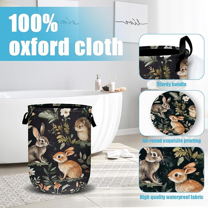 Cute Animal Laundry Basket, Laundry Hamper Collapsible Oxford Cloth with Handle Clothes Storage Bin for Bathroom Laundry Room Bedroom 15.7 X 20 Inch