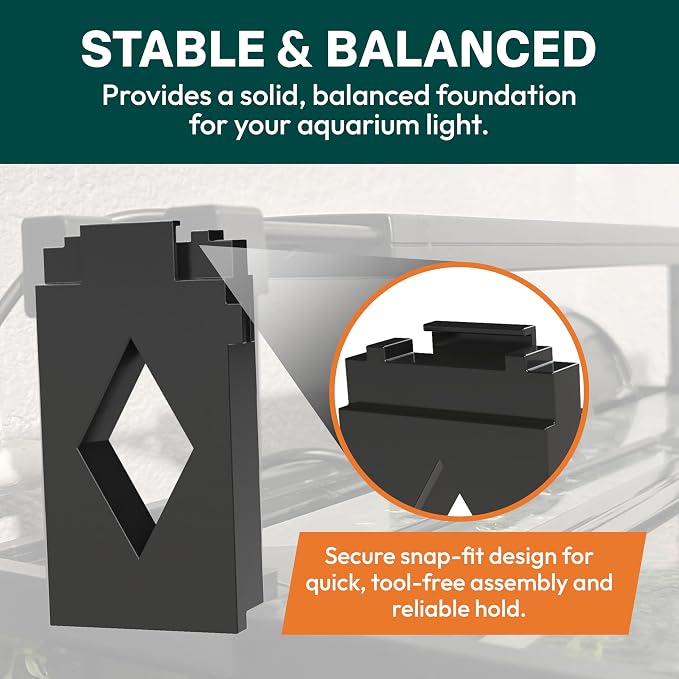 Aquarium Light Risers for Fluval Plant & Marine 3.0 & 2.0 LED | Heat-Resistant Polymer Stand | Toolless Easy Install (4-Inch)