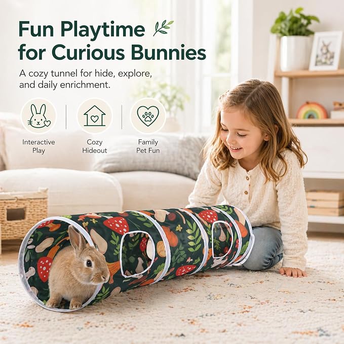Mechpia Rabbit Toys, Large Bunny Hideout Tunnel and Tube for Rabbit Guinea Pig Chinchilla Ferret Rat