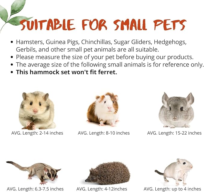 5Pcs Sugar Glider Supplies Cage Accessories Hammock Set Hanging Bed Hideout for Small Animal Pets Hamster Guinea Pig Squirrel Gerbils