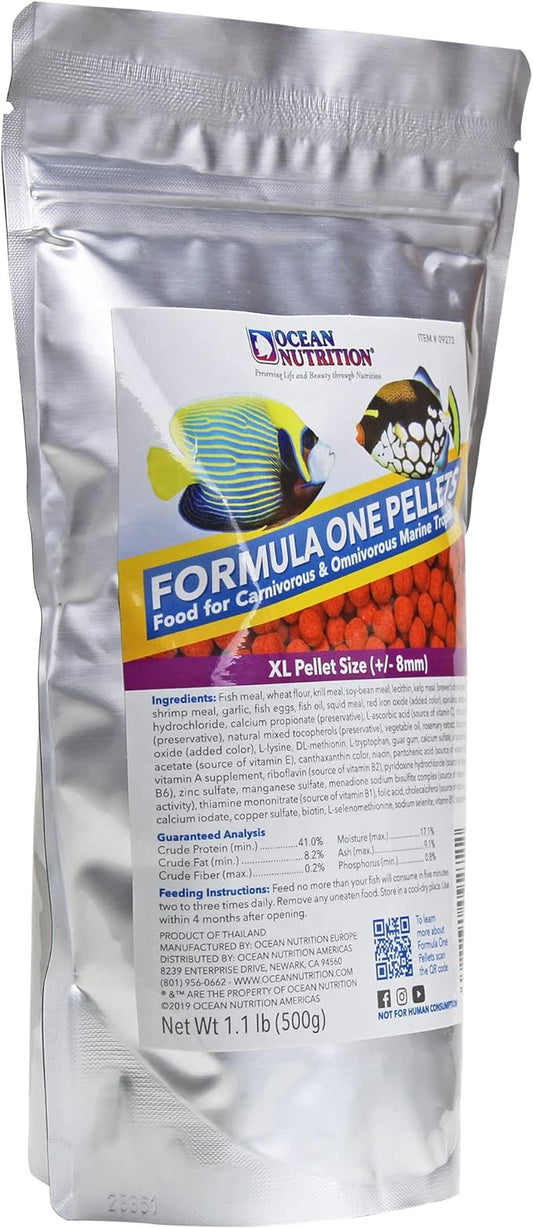 Ocean Nutrition Fish Food - Tropical Fish Food, Soft Moist Sinking Pellets, High Protein(41%) Guppy Food, Fish Food Flakes Alternative, 1.1 lbs (500 g), XL Pellet