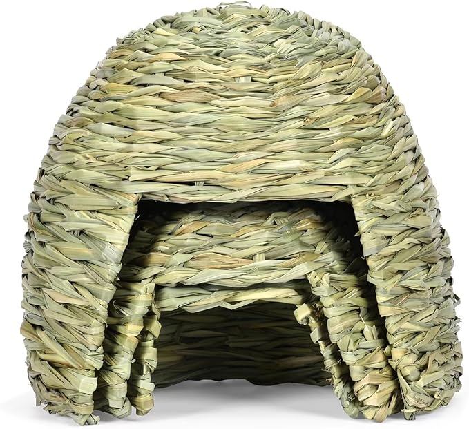 Pet Straw House, Straw Bunnys Bed Straws for Ferals Cats House Hamster Hideouts Natural Grass Houses for Small Pet Sleeping Bed Resting Cave Cage Accessories Shelter for Small Animal