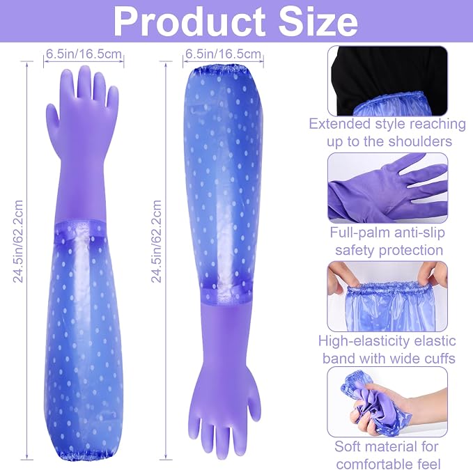 XANGNIER Long Gloves for Cleaning Bathroom,Waterproof Chemical Resistant Gloves Elbow Length,Pvc Full Arm Men & Women Reusable Glove for Gardening,Aquarium,Kitchen,Dishwashing,Household Cleaning,1pair