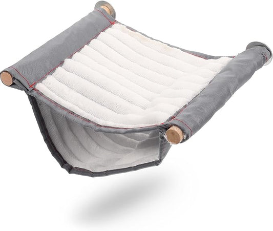 HOMSFOU Large White Hamster Hanging Hammock Bed for Small Animals, Removable Warm Fleece Pet Cage Hammock Suitable for Guinea Pigs, Chinchillas, and Squirrels, Indoor Hanging Small Animal