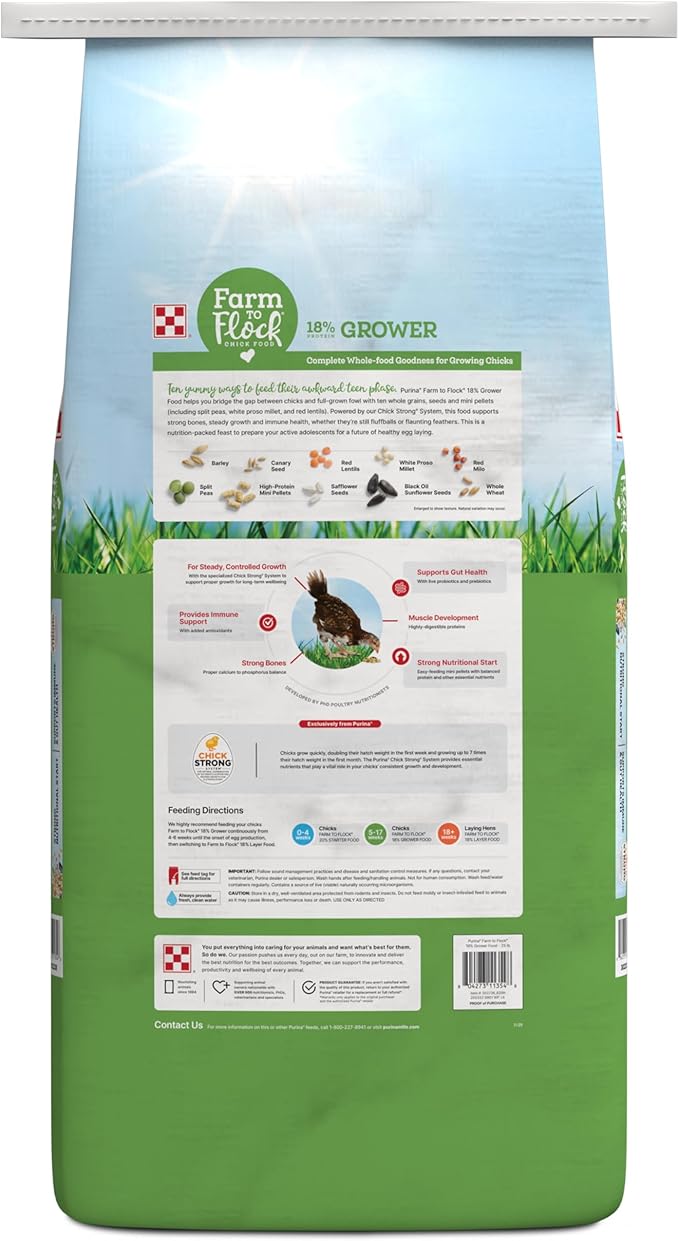 Purina® Farm to Flock™ 18% Grower Chick Food, 25 Pound Bag