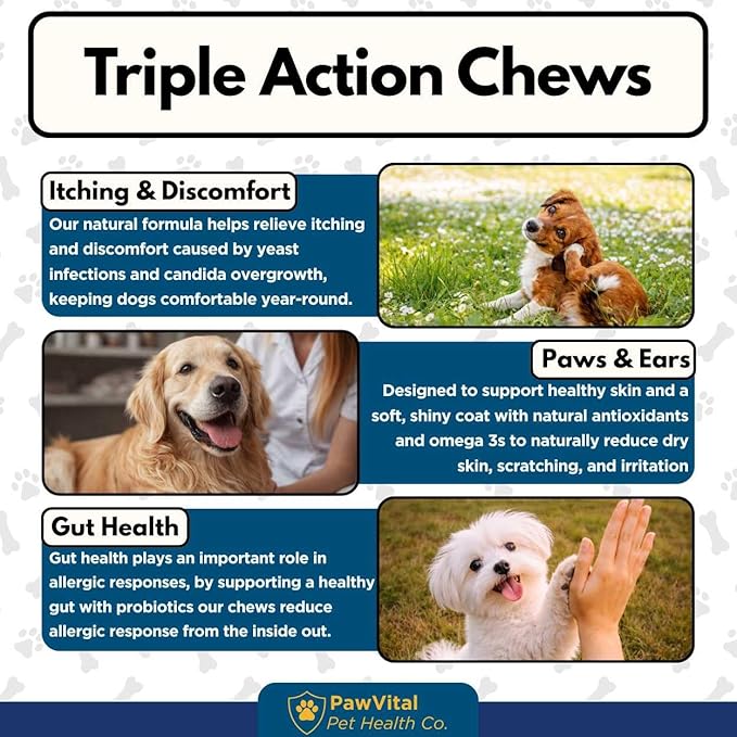 Natural Yeast Infection Treatment for Dogs, 150 Chews – Anti Yeast Support for Itchy Skin & Ears – Helps Reduce Irritation & Paw Licking – Probiotic + Herbal Blend – Bacon Flavored Soft Chews