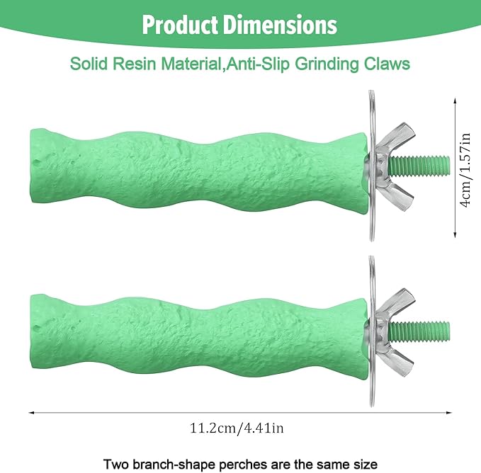 2PCS Bird Perches for Cage, Bird Beak Grinding Stone, Parrot Stand Claw Trimming Chewing Toy Accessories for Budgies Parakeets Cockatiels Conures Supplies (S)