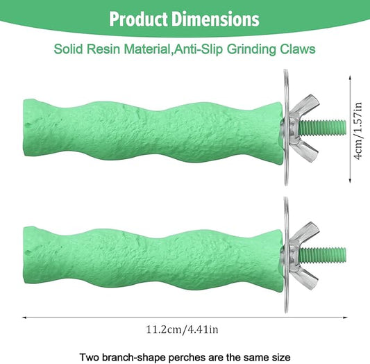 2PCS Bird Perches for Cage, Bird Beak Grinding Stone, Parrot Stand Claw Trimming Chewing Toy Accessories for Budgies Parakeets Cockatiels Conures Supplies (S)