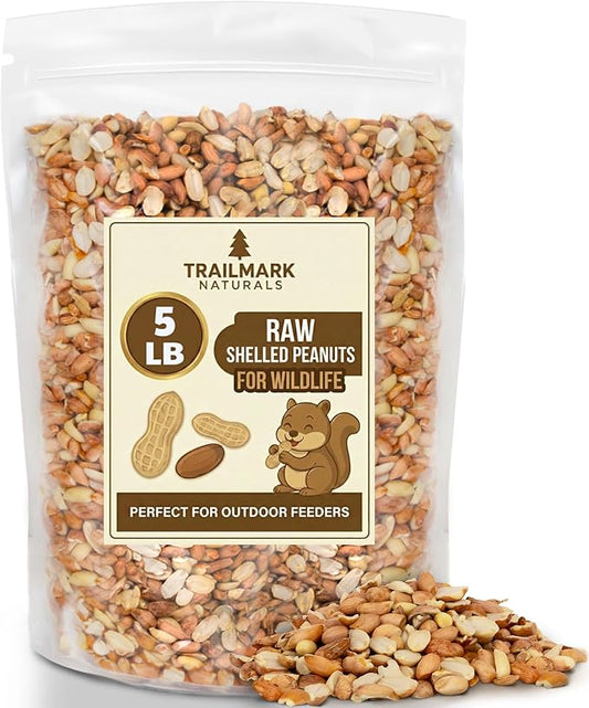 5 LB - Raw Shelled Peanuts For Squirrels, Out of Shell Peanuts For Birds and Wildlife- Squirrel Food, Wild Bird Seed - Grown in The USA