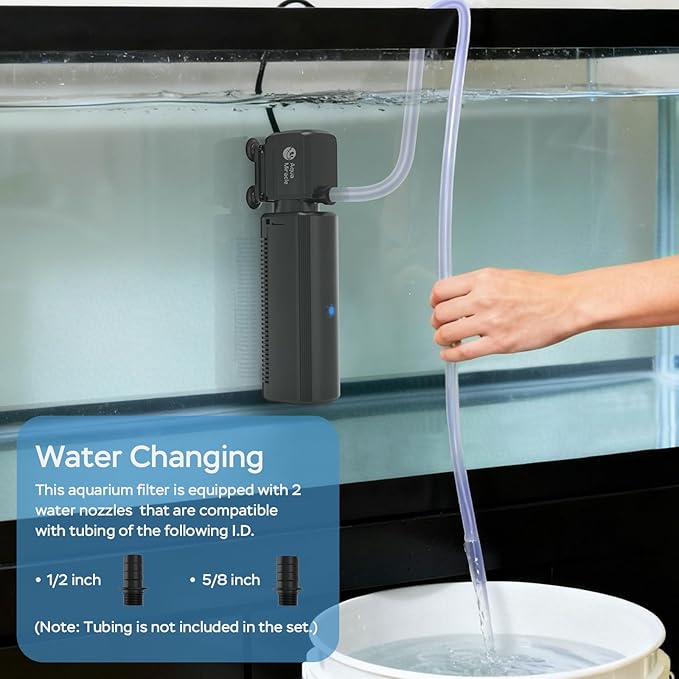 AquaMiracle Fish Tank Filter with Timer & Filter Sponge, 400GPH U - V Aquarium Filter with Aeration & Rainfall Modes, Effective Turtle Filter for Green Water Control (80-200 Gal Tank)