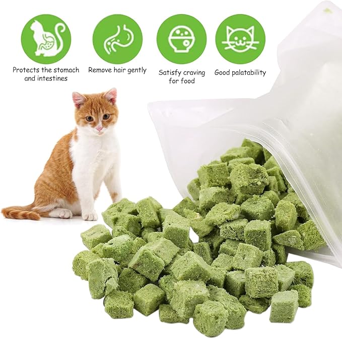 120g Freezed Drying Cat Grass Treats for Cats, Cat Grass Teething Stick Snacks for Cats Hairball Removal and Teeth Cleaning