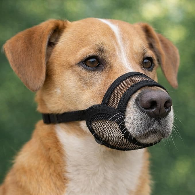 Dog Muzzle Medium Sized Dogs - Soft Muzzle for Medium Sized Dog with Air Mesh | Mussle to Stop Biting Barking and Chewing | Allows Panting and Drinking