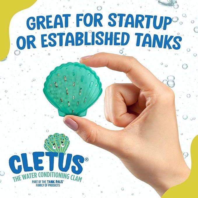 Cletus The Water Conditioning Clam - 6 Pack, Blue - Fish Tank & Aquarium Water Preparation, Chlorine Neutralizer & Heavy Metal Filtration