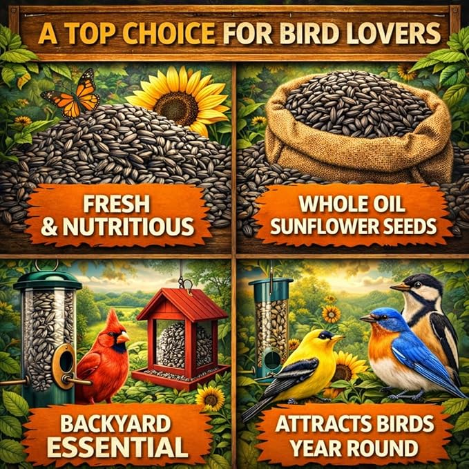 Office Roast Premium Black Sunflower Seeds – | 2 LB Bulk Value Pack | Natural Wild Bird Seed for Backyard Feeders, High-Energy Food for Songbirds