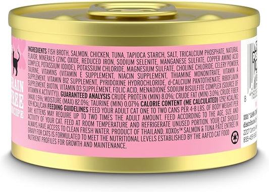 I AND LOVE AND YOU XOXOs Wet Cat Food - Salmon + Tuna Pâté - Grain Free, Filler Free, 3oz Pack of 24 Cans