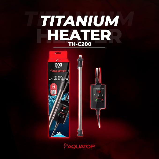 Aquatop Titanium Heater with Controller - Adjustable Temperature for Aquariums Up to 55 Gallons - Ideal for Turtles & Large Fish - Easy to Use and Install
